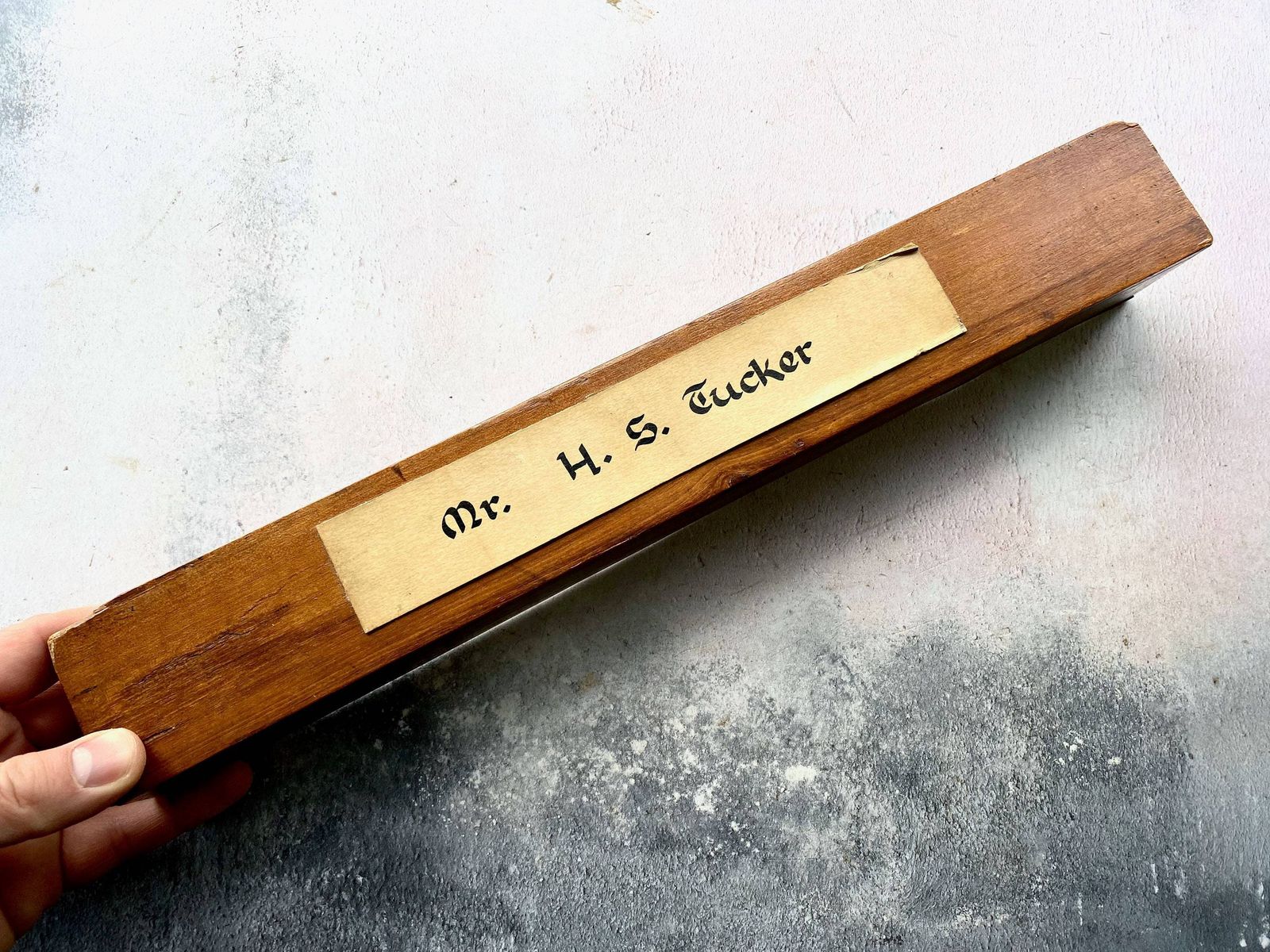 Large Antique Wooden Desk Name Plate   Hand Painted   Banker, Office, Teacher photo Home Decor