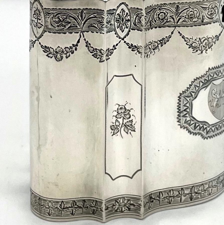 18th Century Antique George III Silver Tea Caddy London 1795 Thomas Shepherd photo vinterior