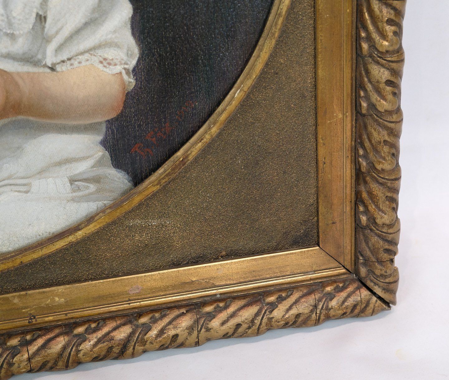Oil Painting, Canvas, Motif Of Two Children, 1860s photo Art