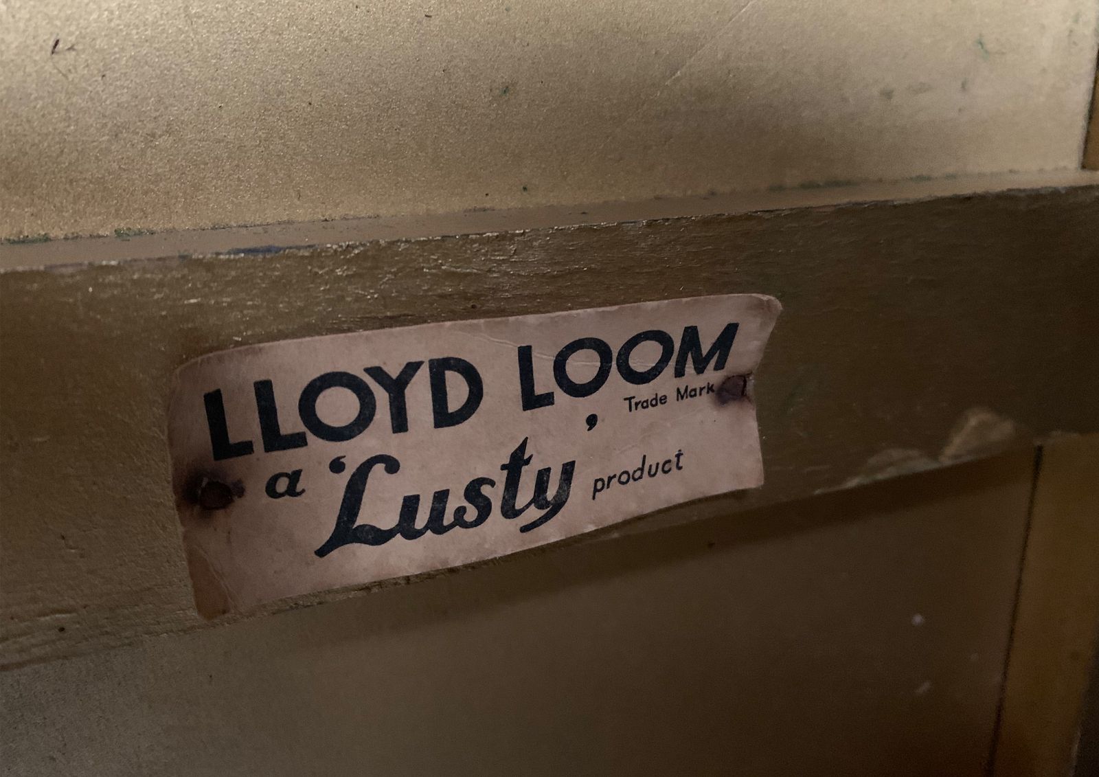 Lloyd Loom "Lusty" Bentwood Table. Circular Blue Top With Original Gold Finish Under. 1930's, Makers Label Attached. Ol photo 979.0