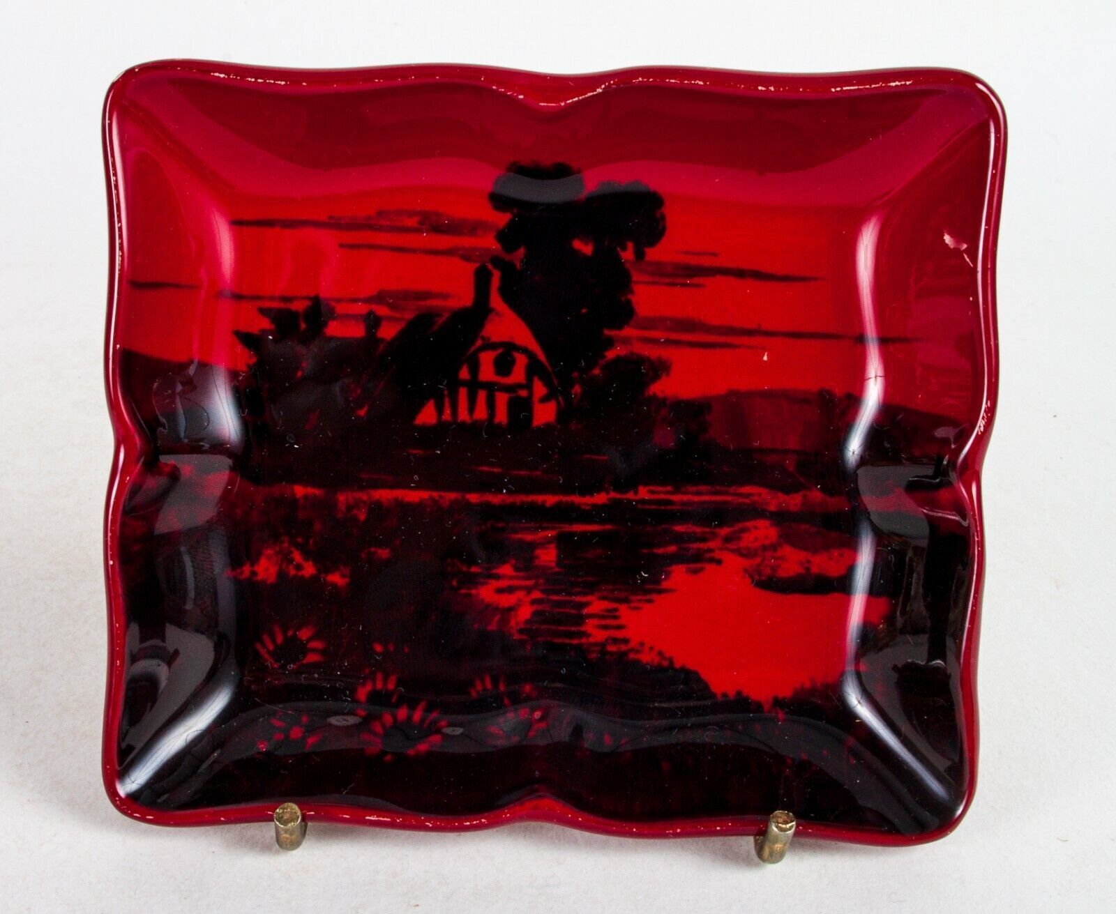 Royal Doulton Flambe Pin Dish Landscape Scene 7923 Charles Noke  Uk Made photo for sale