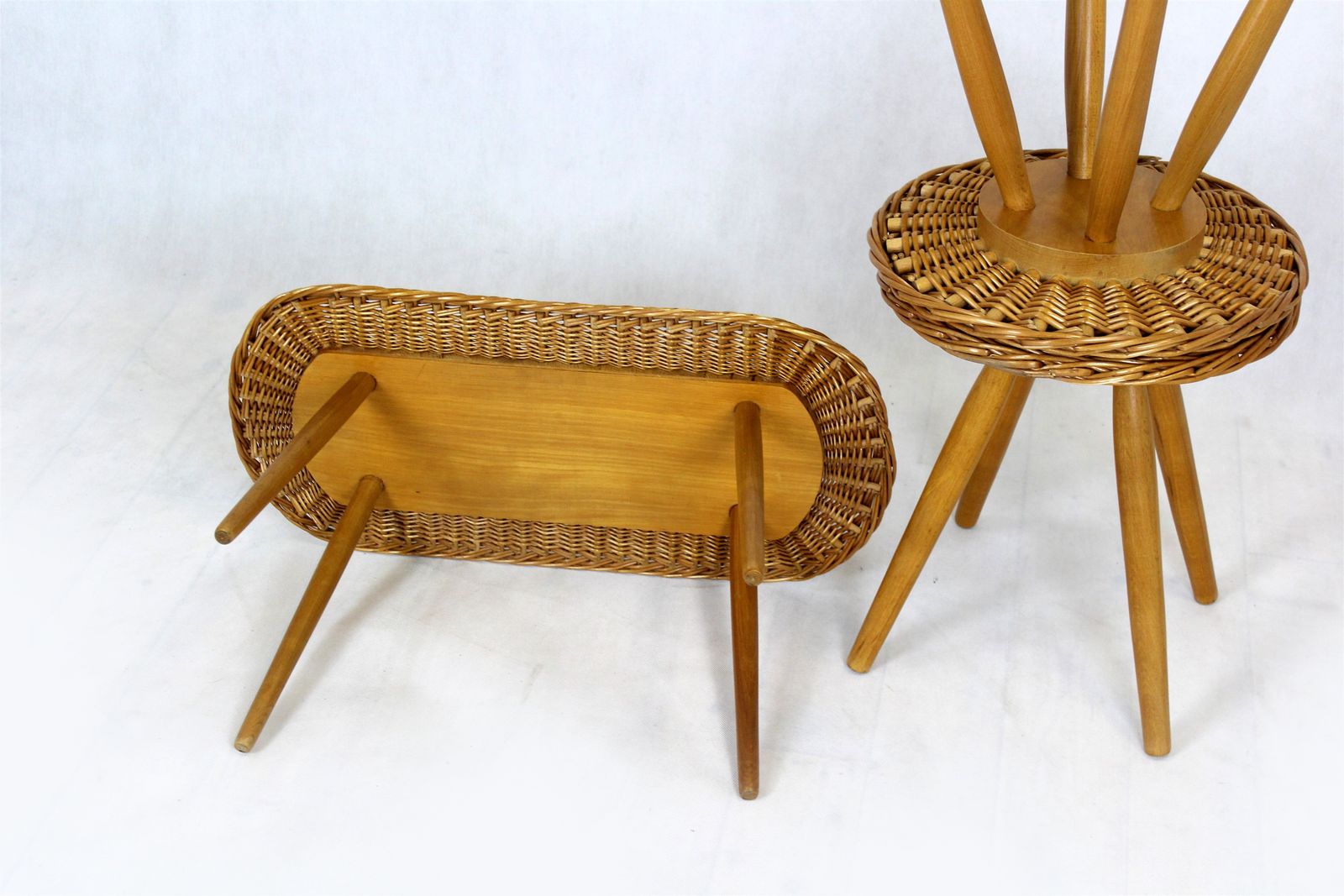photo buy Mid Century Rattan Stools By Jan Kalous For úluv, Czechoslovakia, 1960s, Set Of 3