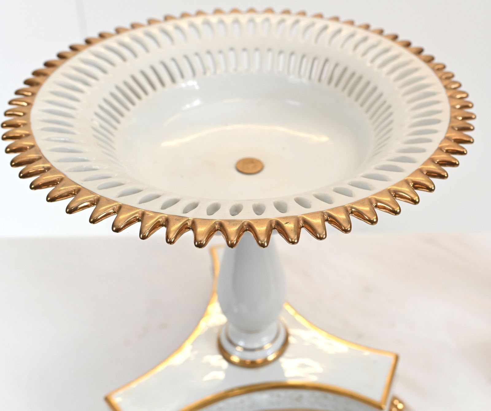 Pair Meissen Porcelain Comports Plate Stand Dishes photo Home Decor