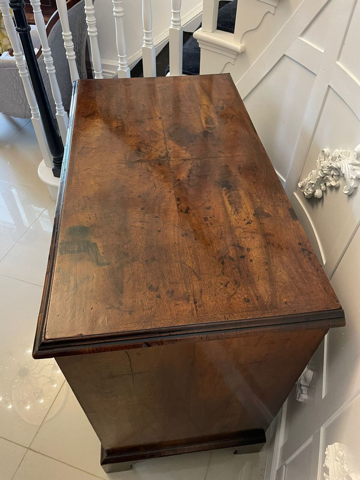 Outstanding Original Antique Quality Figured Walnut Chest Of Drawers photo vinterior