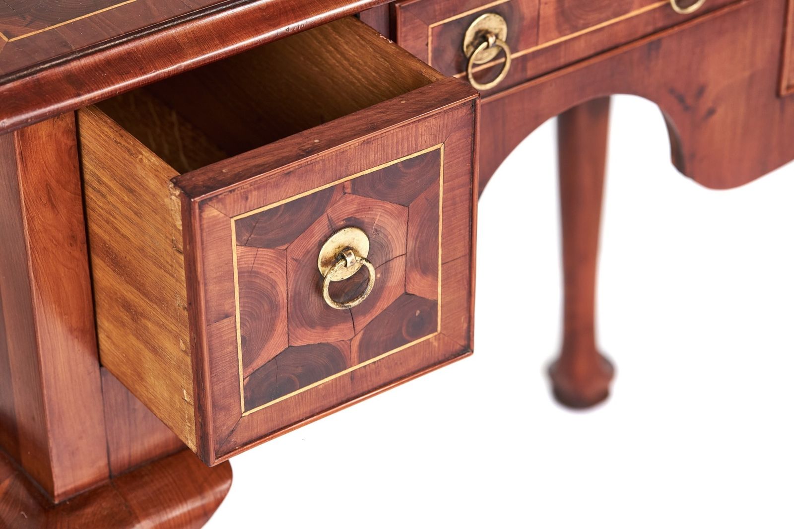 Queen Anne Revival Yewood, Oyster Veneer, Lowboy, Circa 1930s photo Furniture