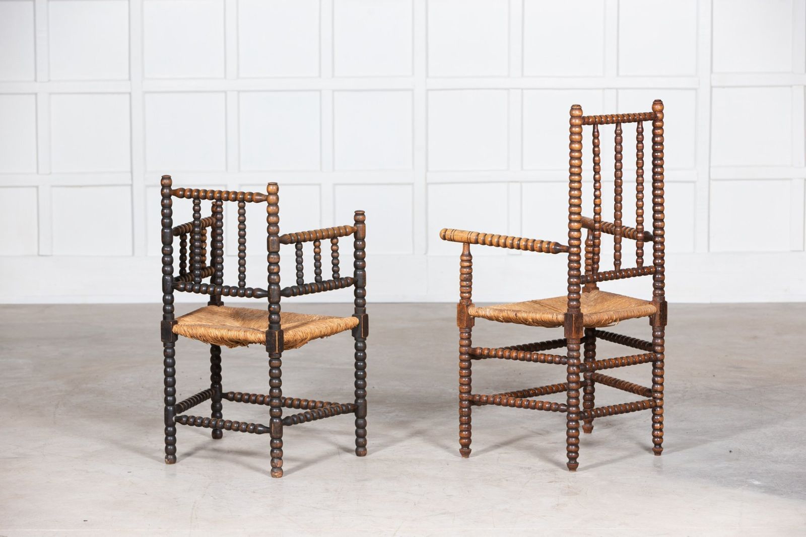 photo for sale Near Pair 19thc Oak Arts & Crafts Bobbin Armchairs