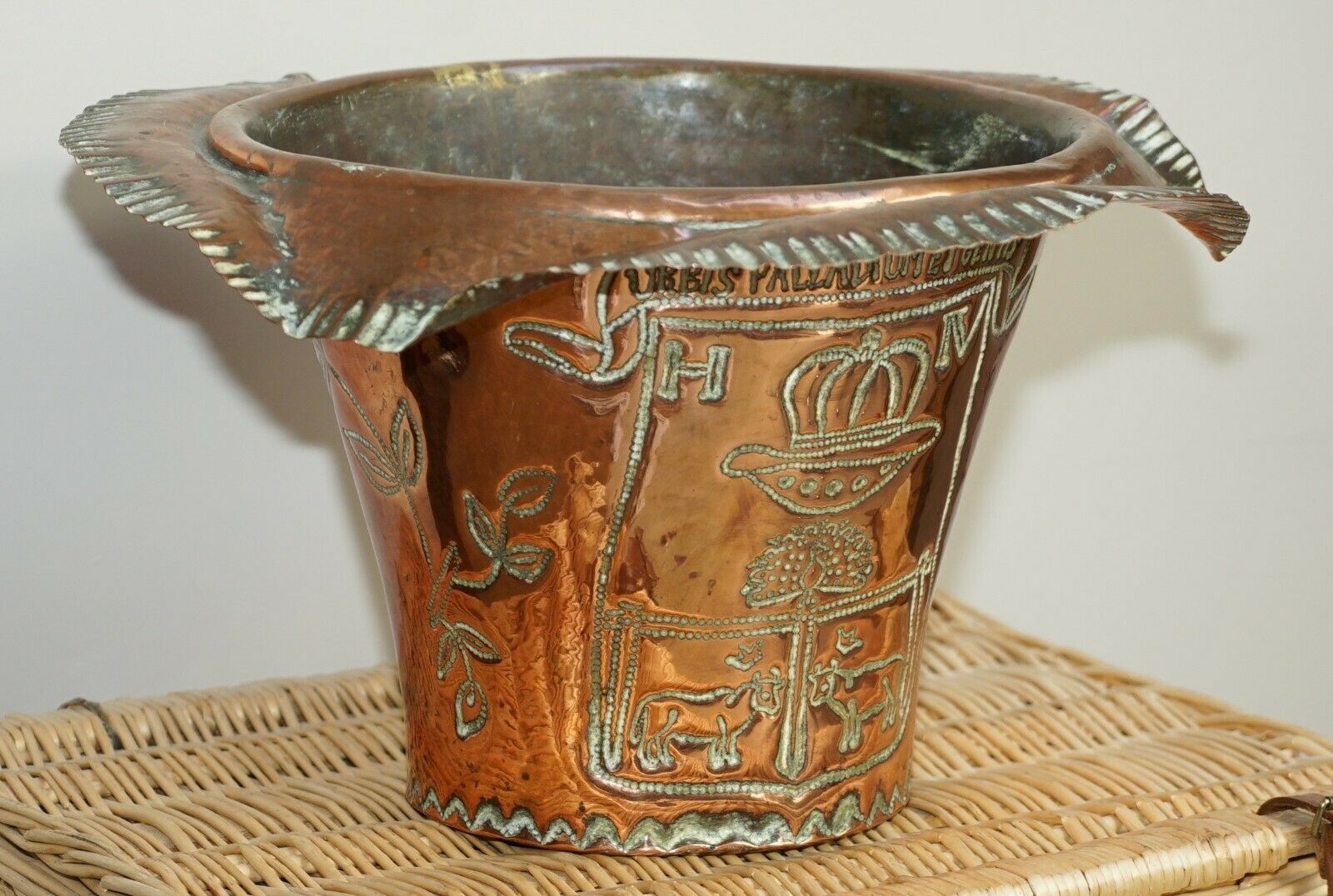 King Henry IV Coat Of Arms Armorial Crest French Copper Ice Campaign Bucket photo for sale