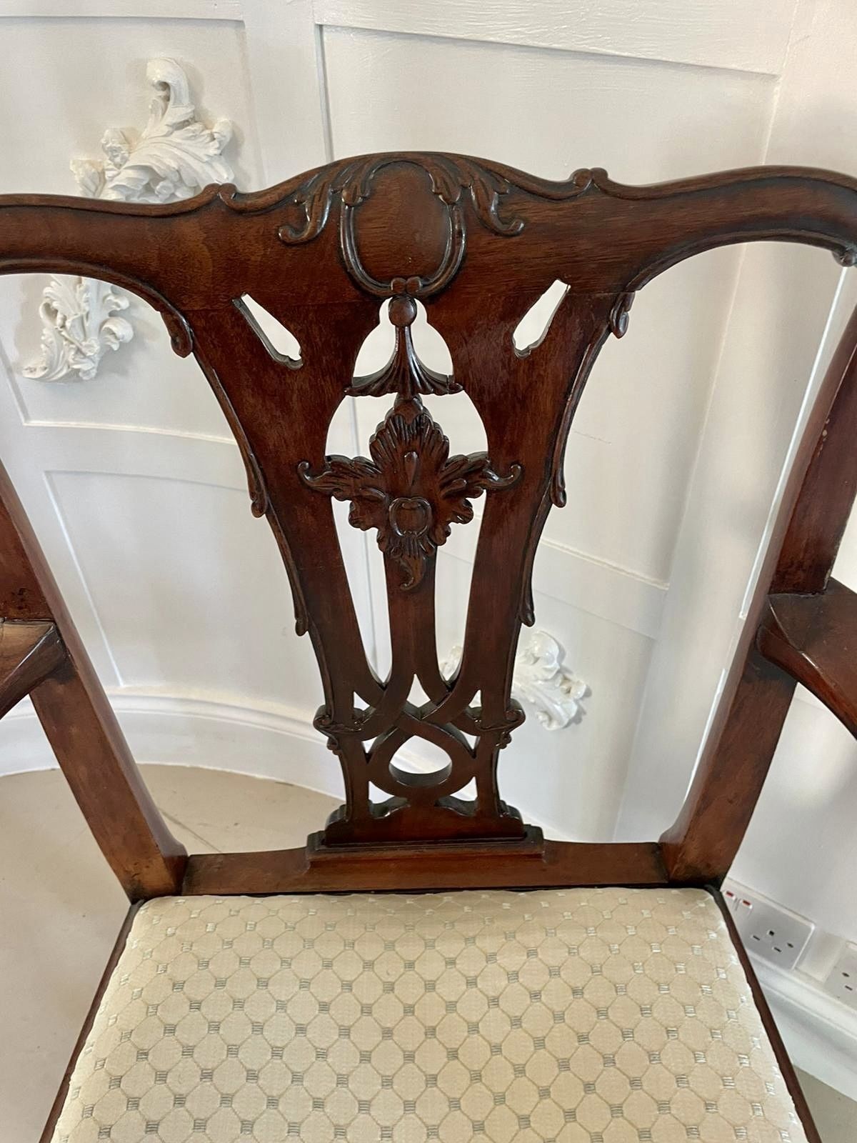Antique Carved Mahogany Desk Chair photo for sale