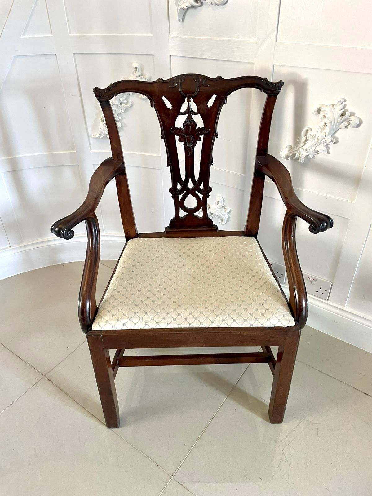 Furniture Antique Carved Mahogany Desk Chair photo