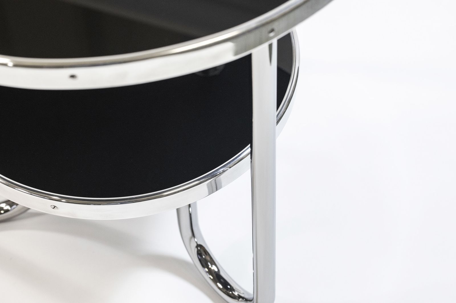 Small Chrome Black Bauhaus Table, Made In 1970s In Czechia, Kovona, Restored photo for sale