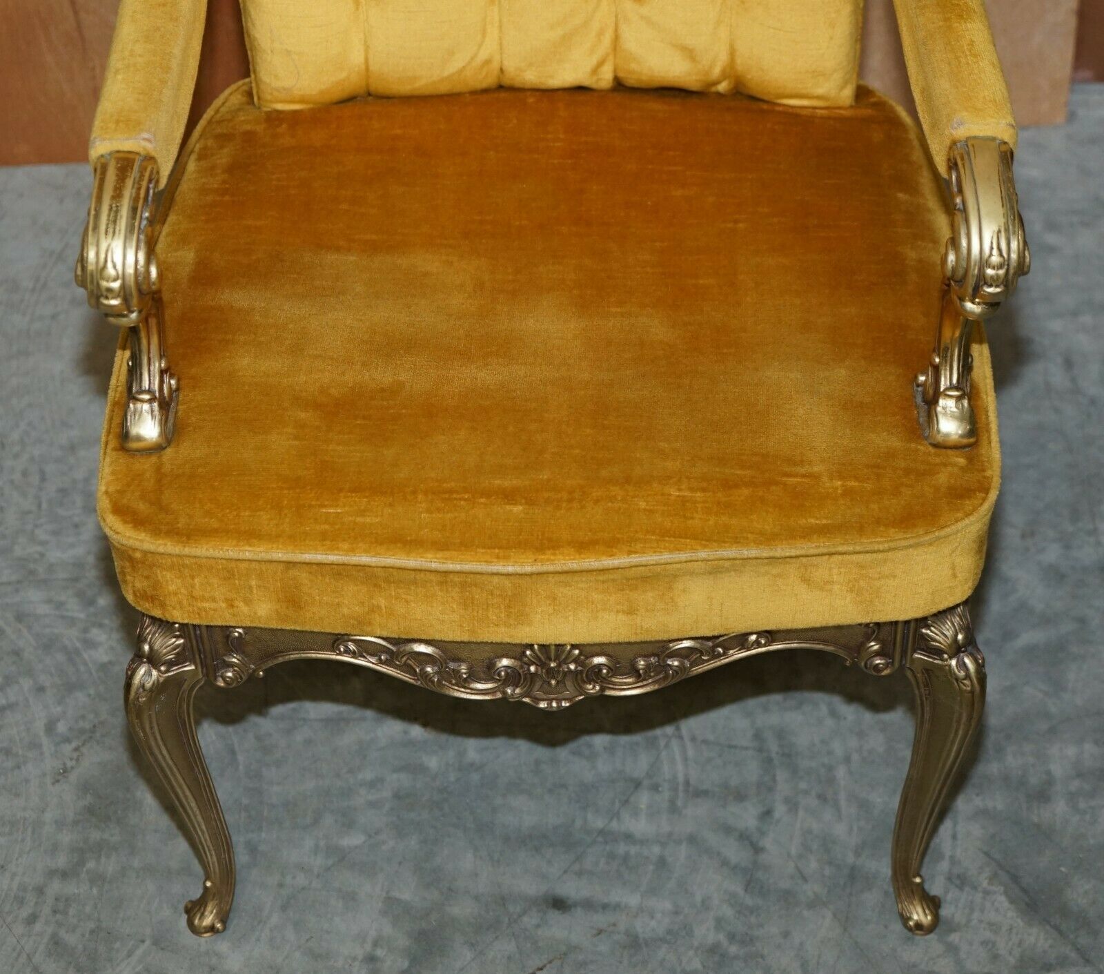 Pair Of 1960's Brass Framed Hollywood Regency Style Orsenigo Italy Armchairs photo vinterior