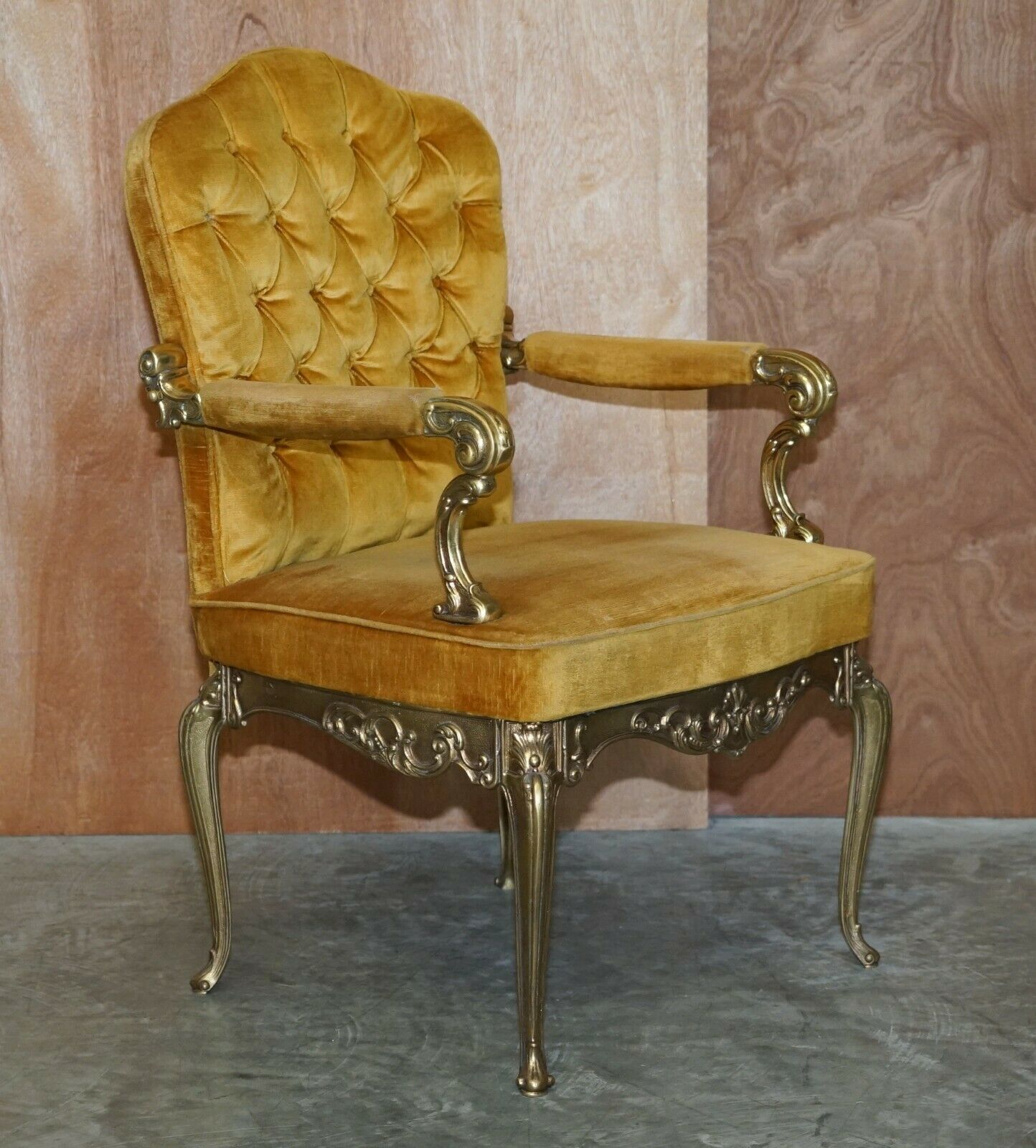 Furniture Pair Of 1960's Brass Framed Hollywood Regency Style Orsenigo Italy Armchairs photo