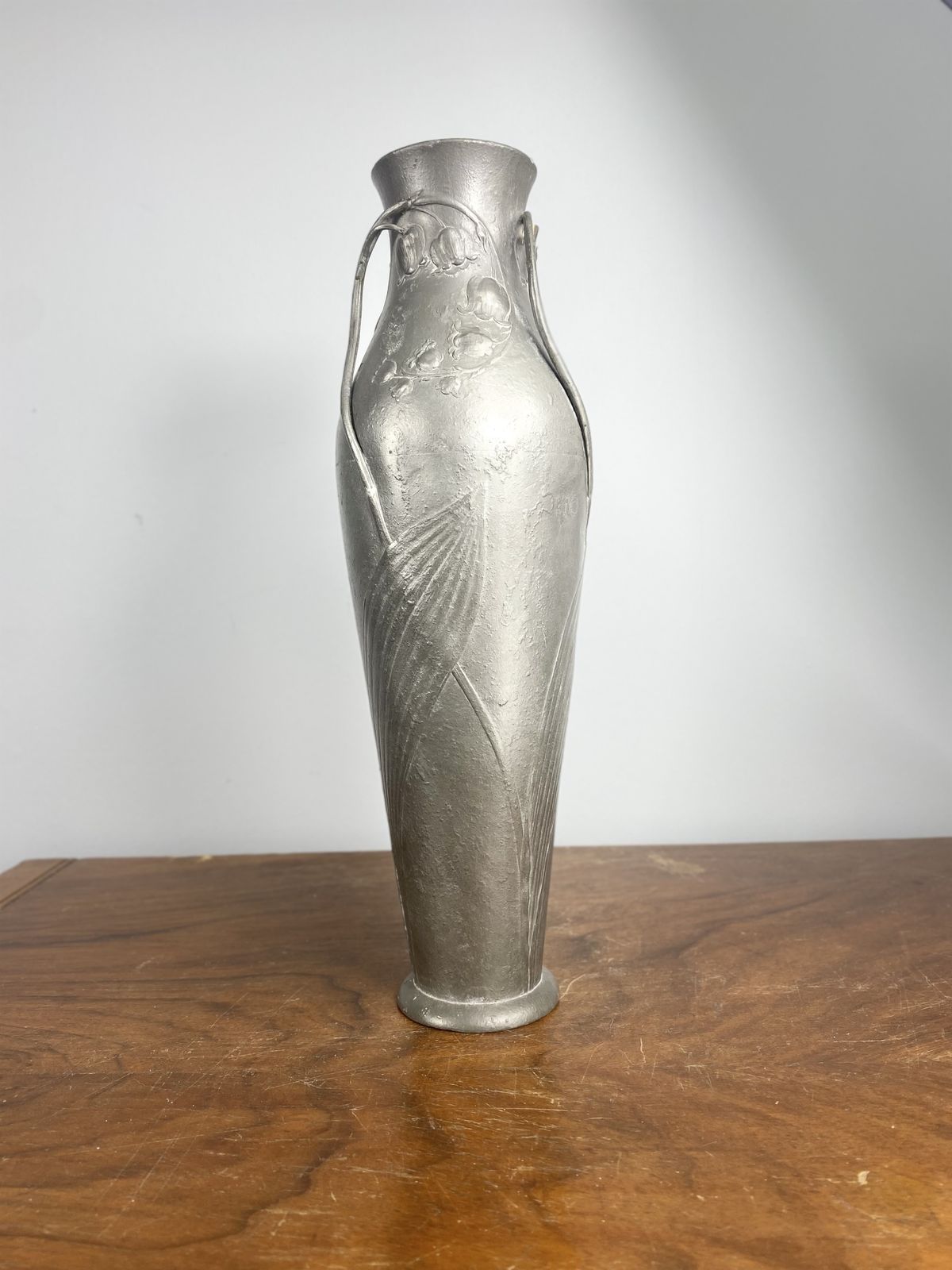 Hugo Leven For Kayserzinn   Art Nouveau Floral Pewter Vase N° 4312, 1900s Germany photo 410.0