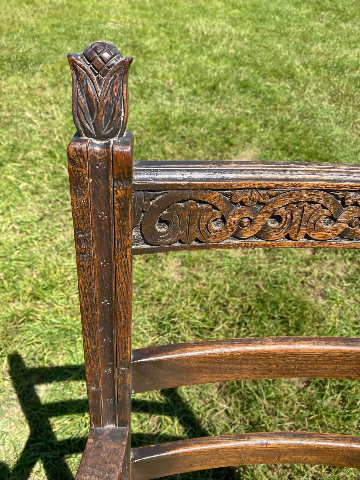 Vintage Engraved Wooden Rush Chair photo 295.0