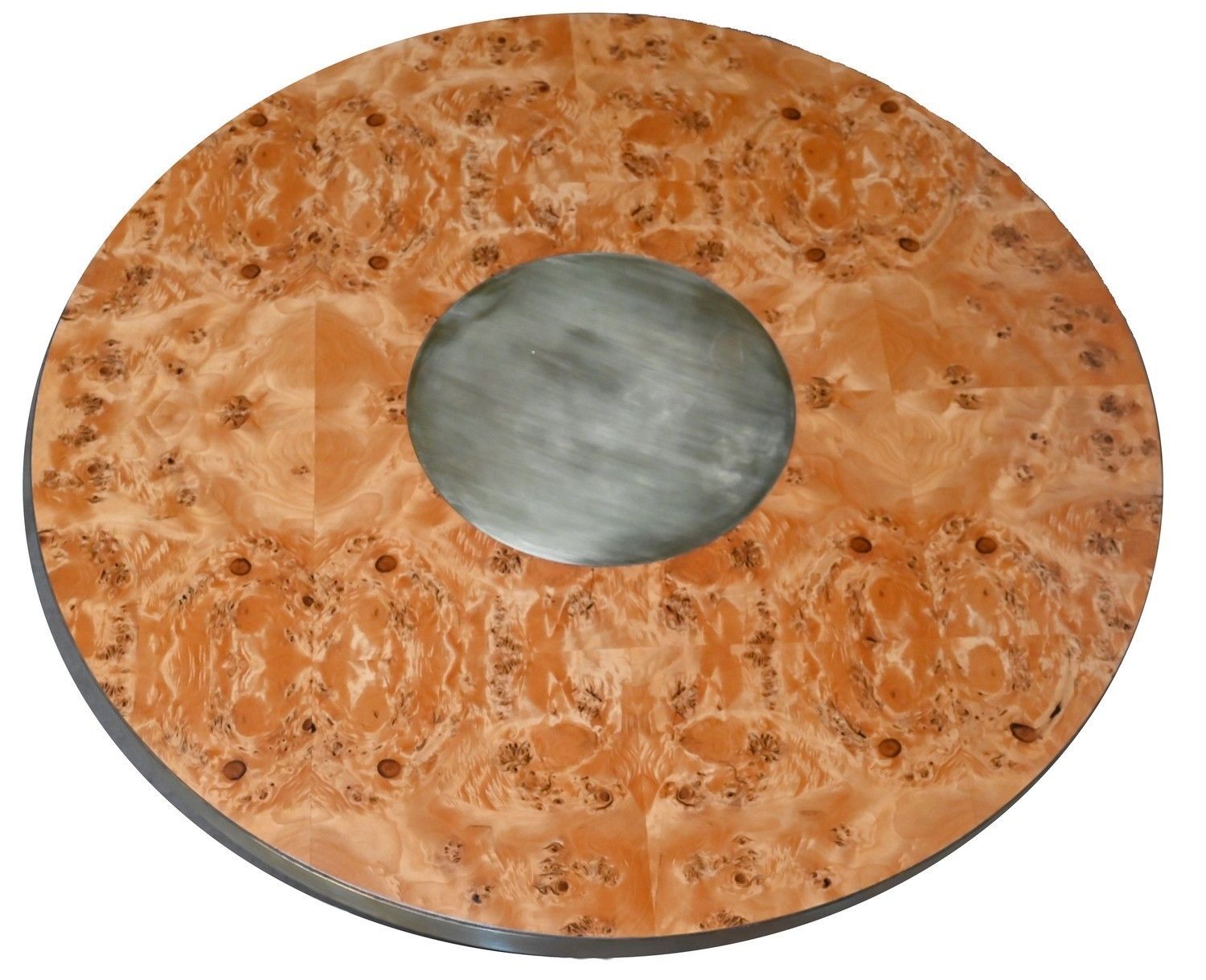 Round Table In Thuya Burl And Golden Metal – 1980 photo 3687.4