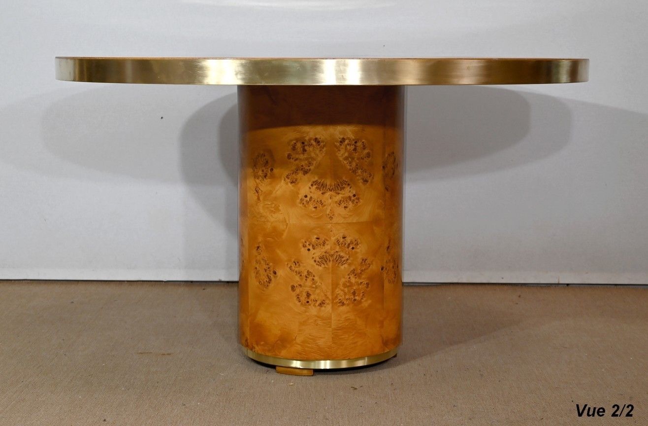 photo for sale Round Table In Thuya Burl And Golden Metal – 1980