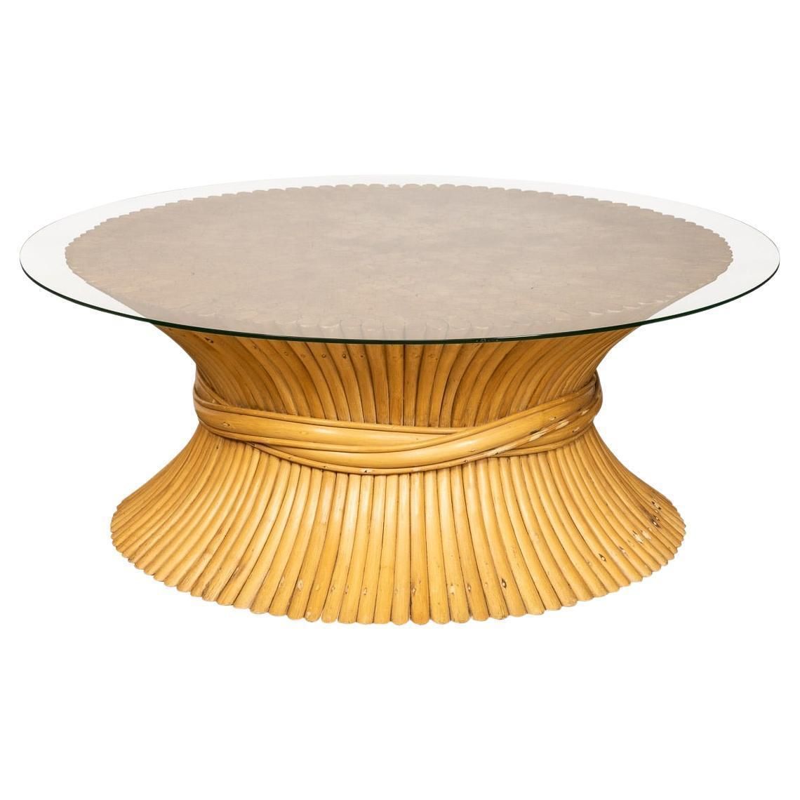 20th Century "Sheaf Of Wheat" Coffee Table By Mcguire, C.1970