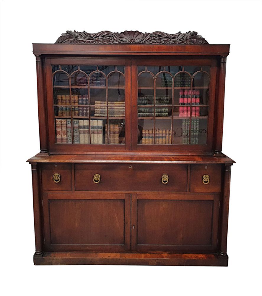 A Rare And Fine Early 19th Century William IV Irish Secretaire Bookcase photo furniture