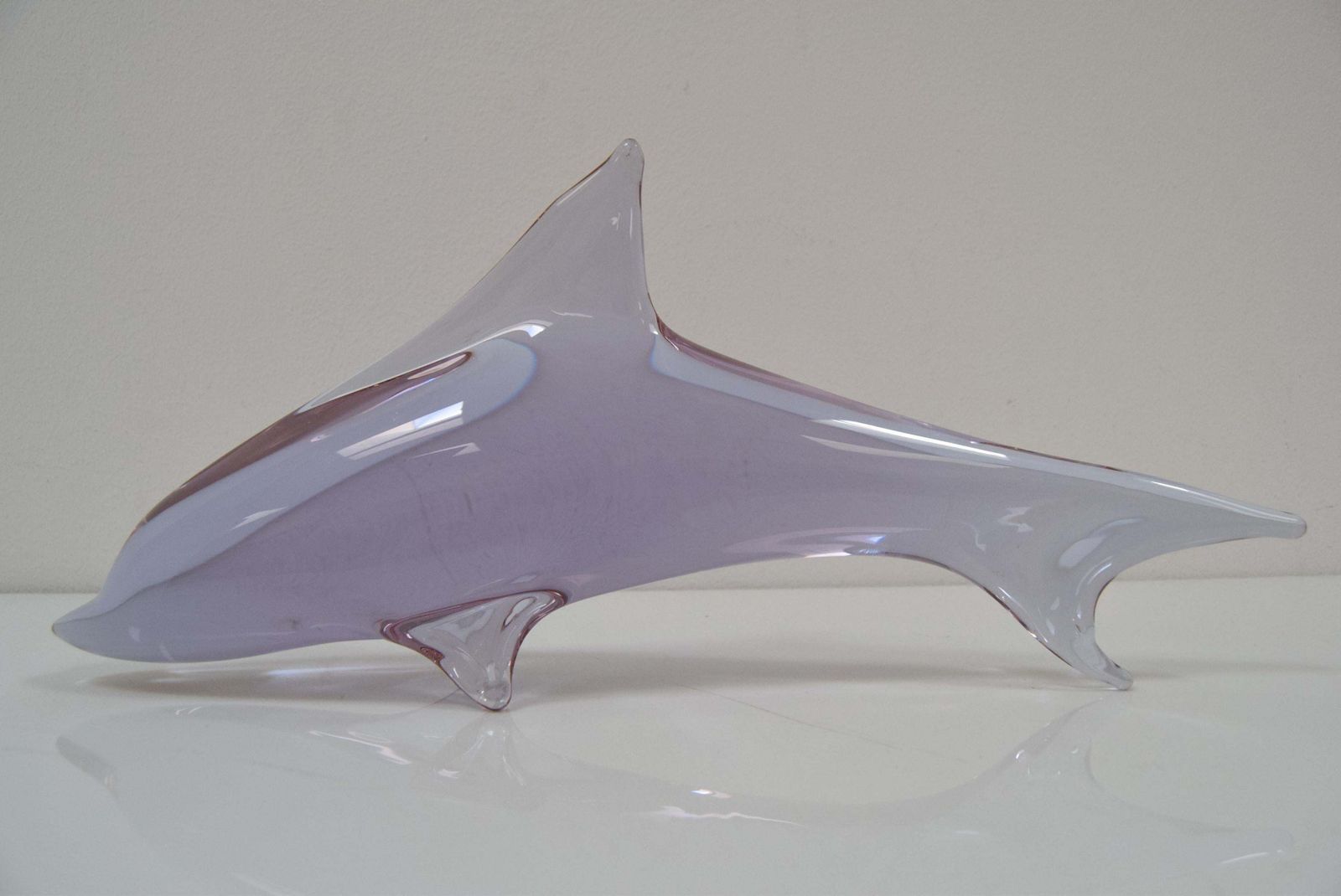 Mid Century Art Glass Dolphin Sculpture By Miloslav Janků For Zelezný Brod,1960 photo vinterior