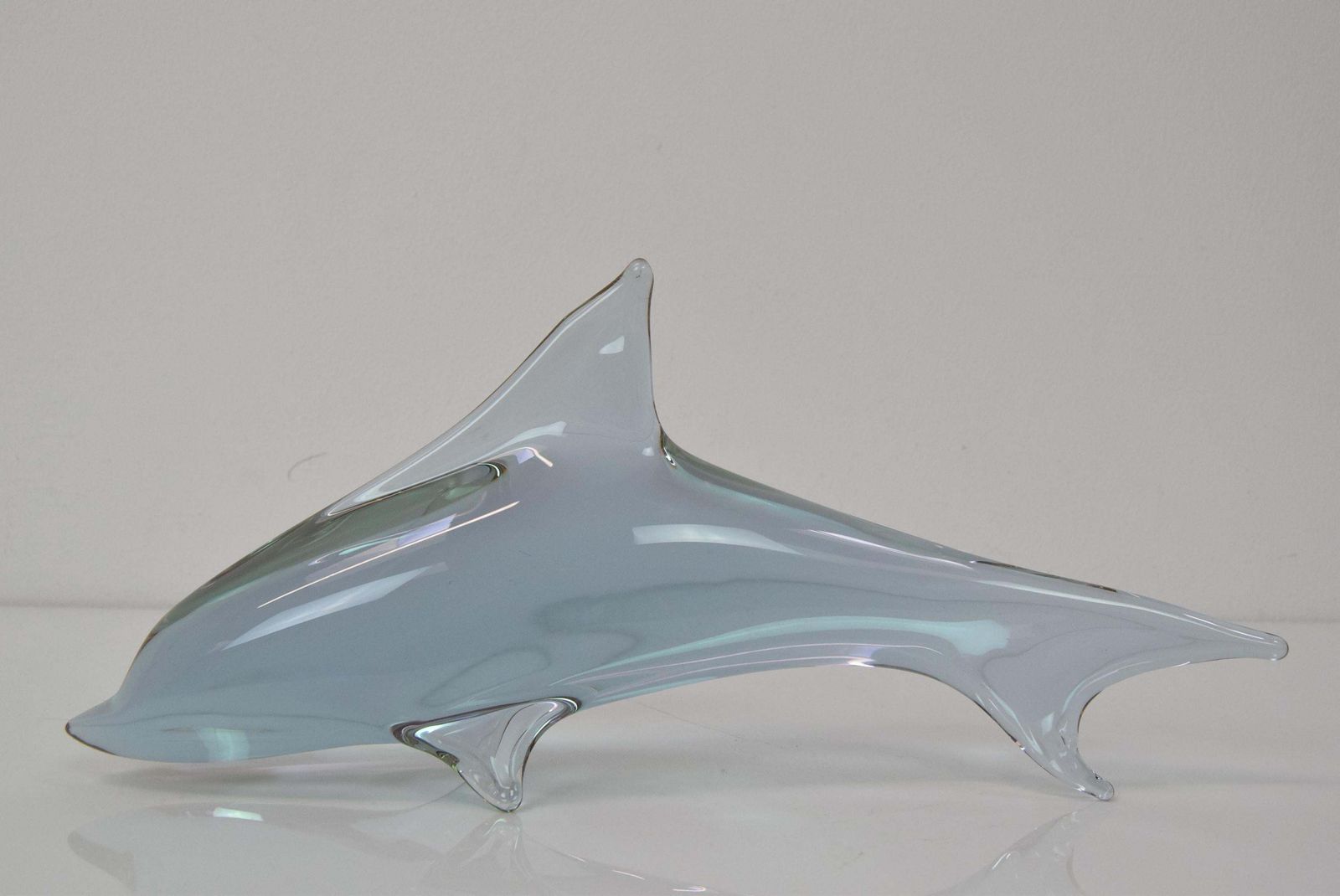photo furniture Mid Century Art Glass Dolphin Sculpture By Miloslav Janků For Zelezný Brod,1960