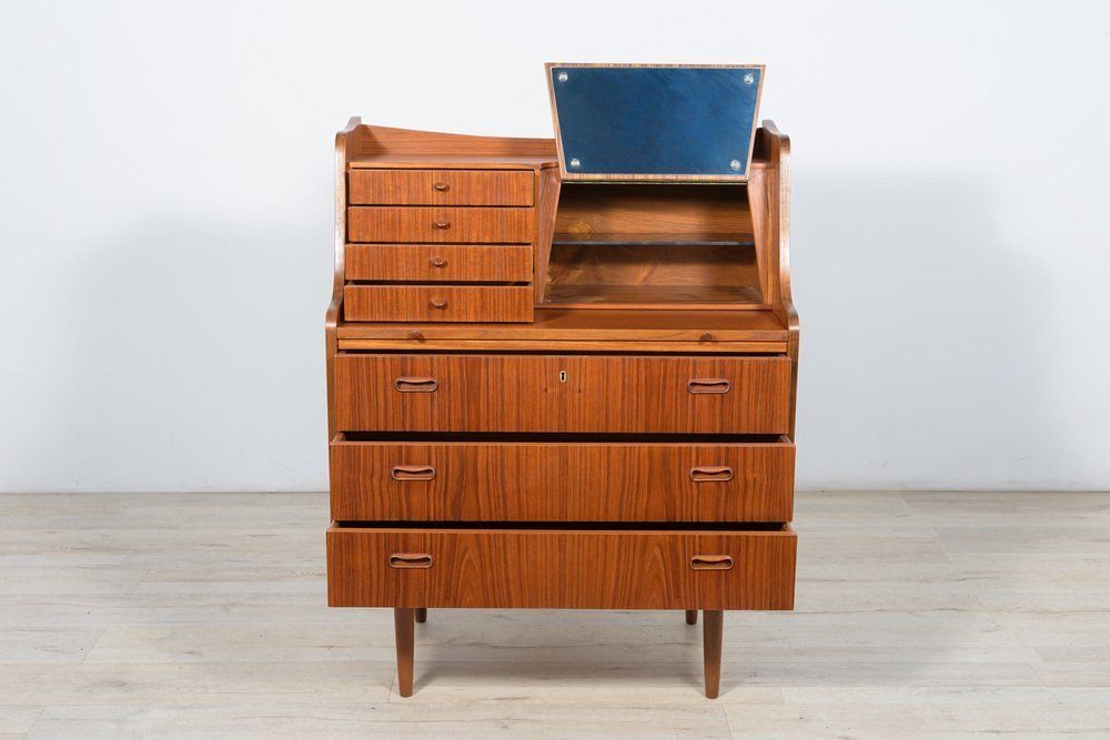 Mid Century Teak Dresser With Dressing Table 1960s photo furniture