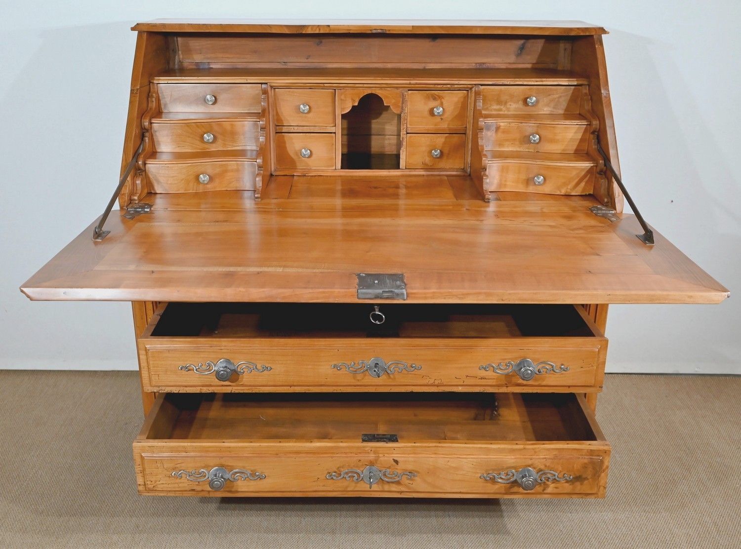 photo furniture Secretaire Dresser In Solid Cherry, Louis XV Style   Early 19th Century
