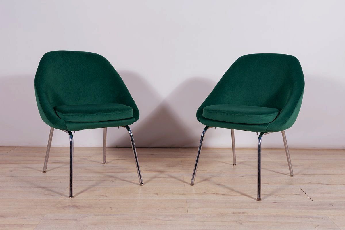 Small Chrome And Fabric Armchairs 1960s  Set Of 2 photo for sale