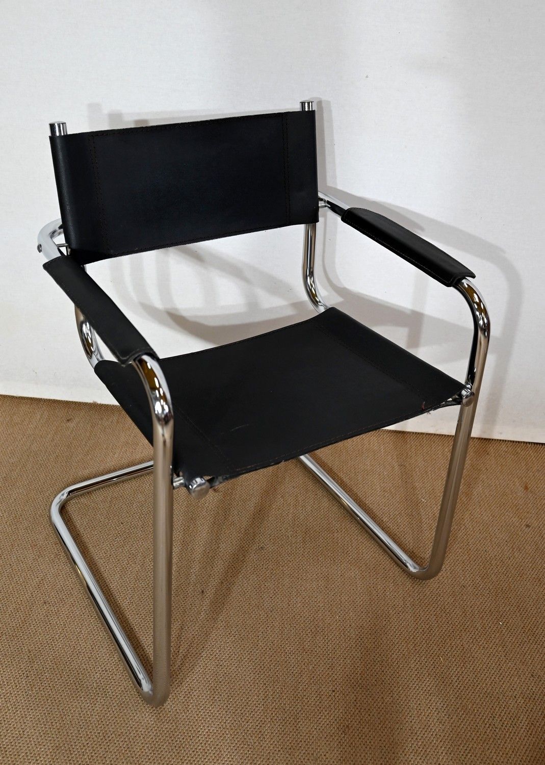 Pair Of Armchairs In Leather And Chromed Metal, After M. Breuer   1970s photo Furniture
