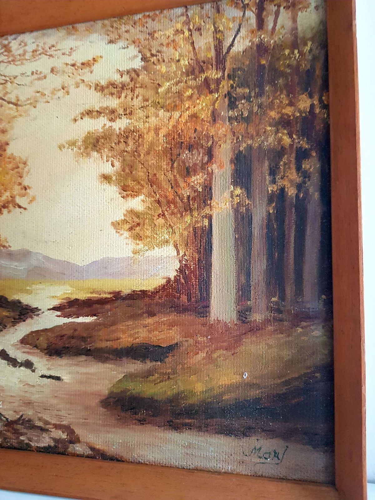 Beautiful Mid Century Oil On Canvas Autumnal Landscape photo buy