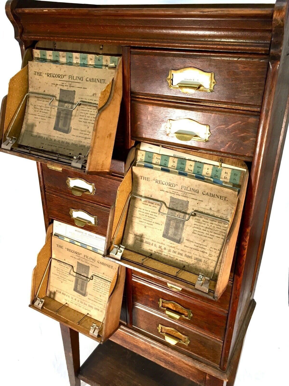 Antique Edwardian Oak Filing Cabinet Cupboard By William Angus & Co, London 1910 photo buy