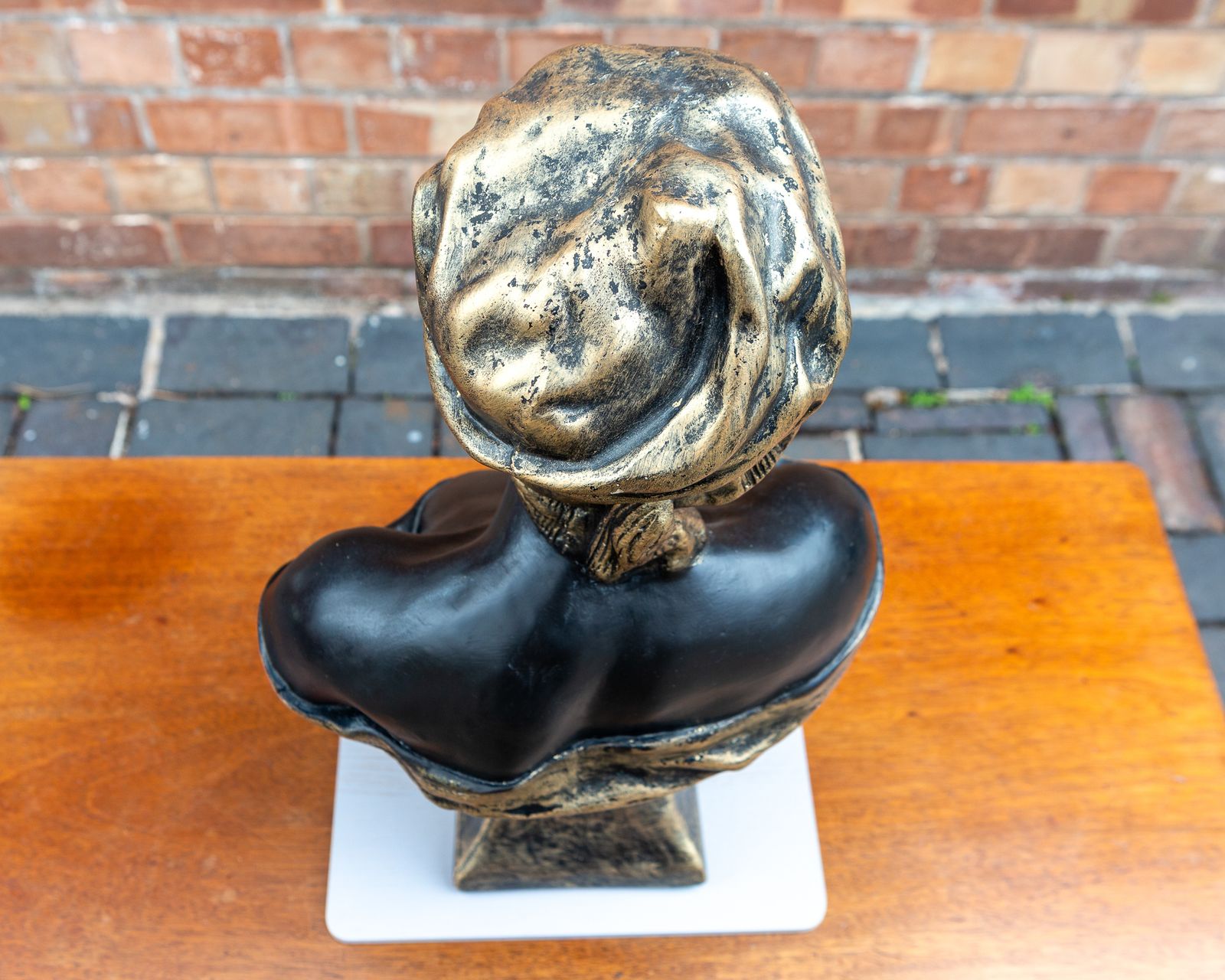 photo for sale Orientalist Friedrich Goldscheider Bust Terracotta 1800s Large Art Deco Nouveau Bust Sculpture Statue Black Gold