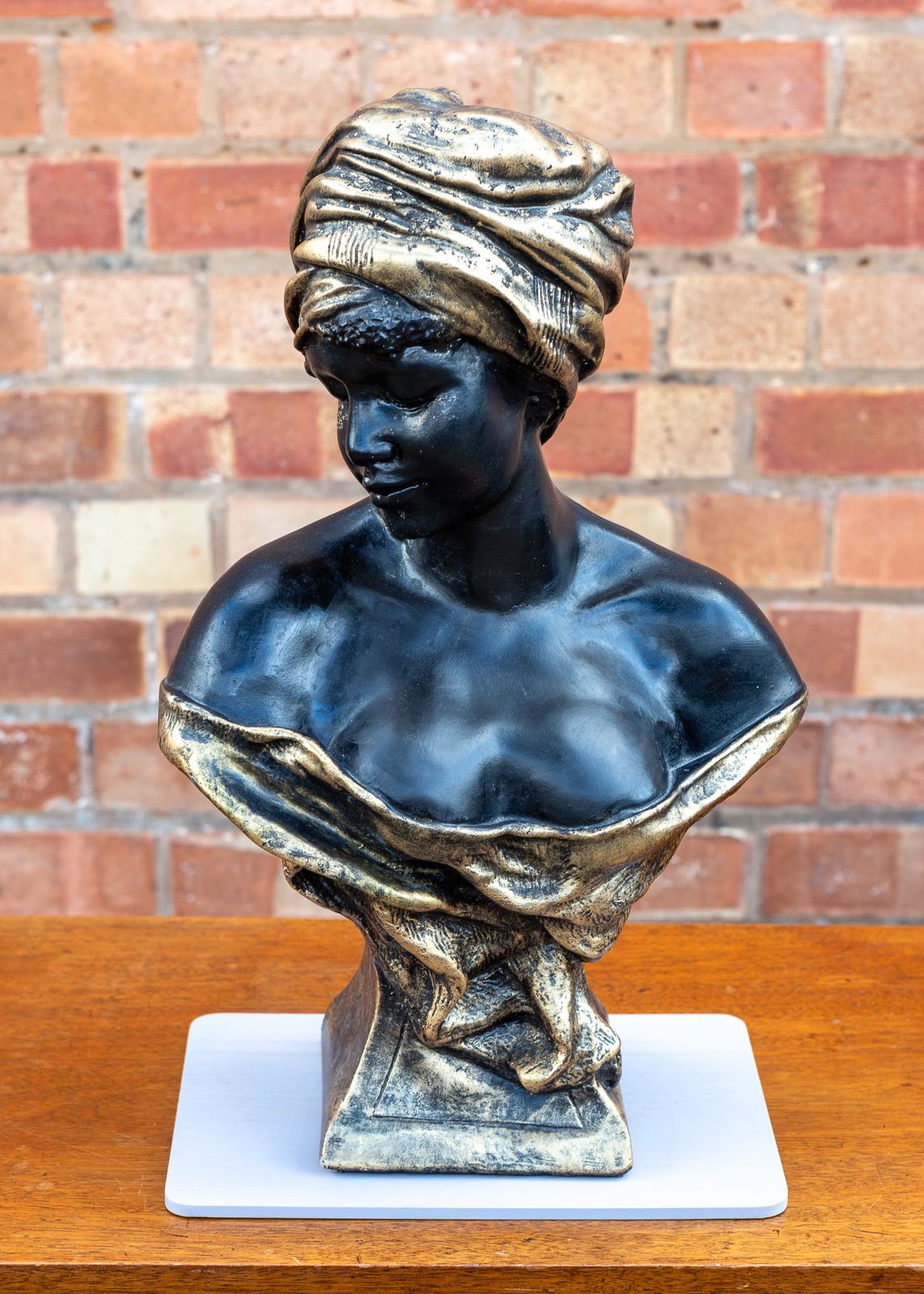 Orientalist Friedrich Goldscheider Bust Terracotta 1800s Large Art Deco Nouveau Bust Sculpture Statue Black Gold photo Art