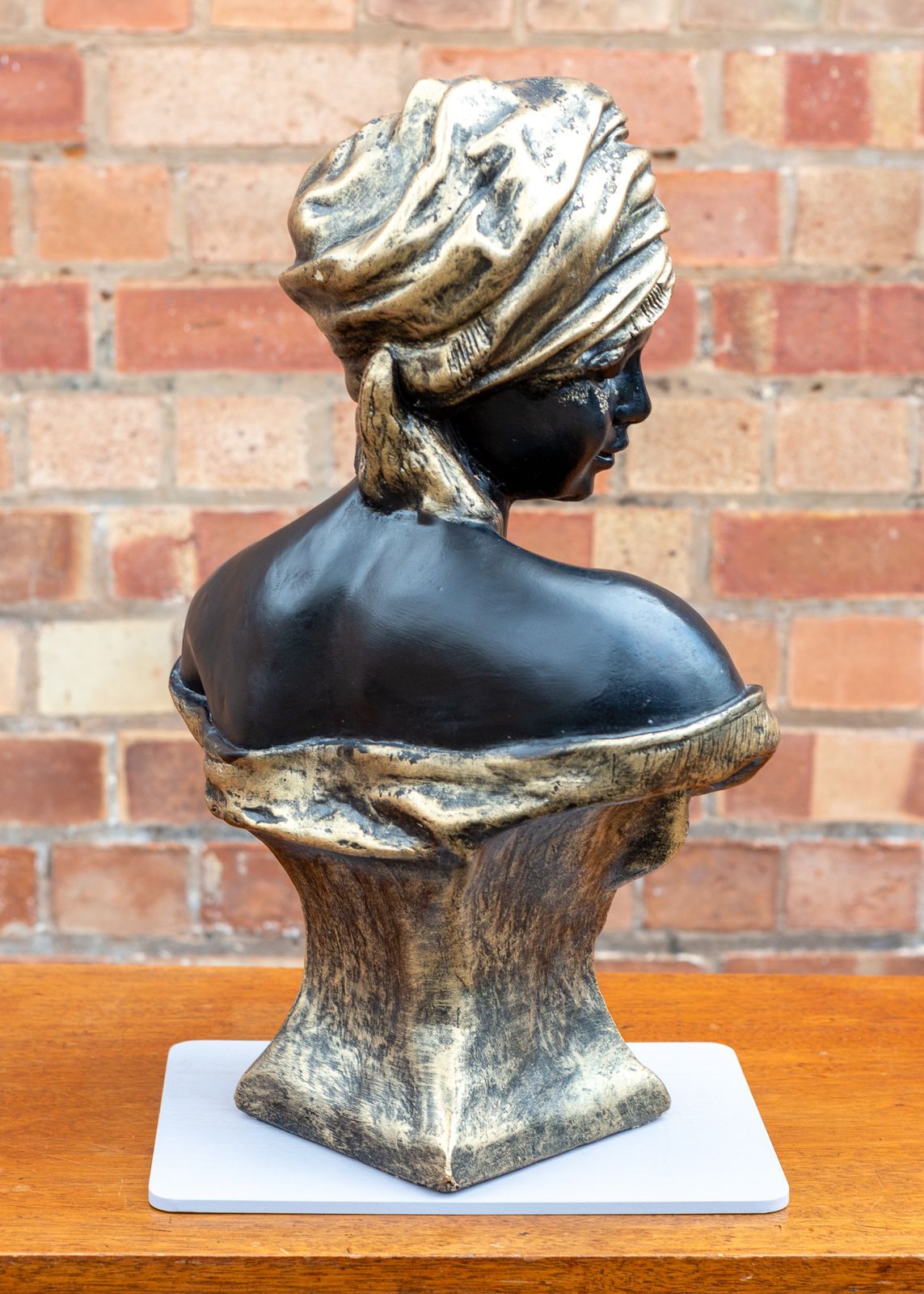 Orientalist Friedrich Goldscheider Bust Terracotta 1800s Large Art Deco Nouveau Bust Sculpture Statue Black Gold photo 1600.0
