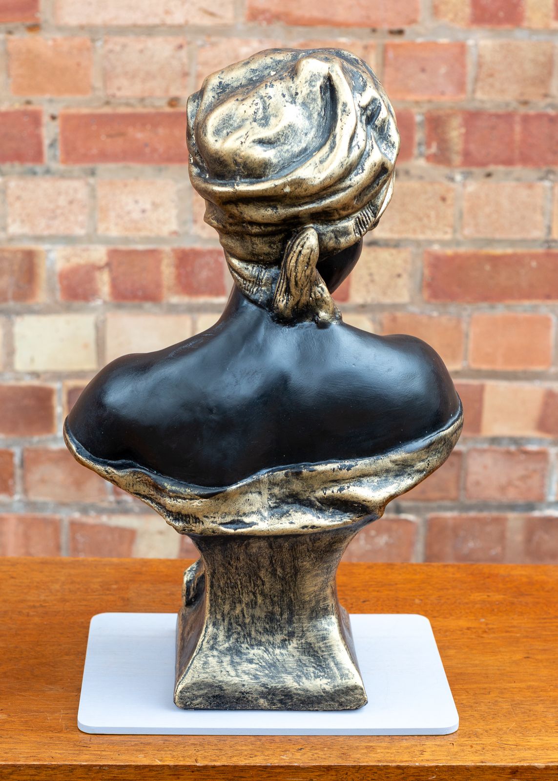 Art Orientalist Friedrich Goldscheider Bust Terracotta 1800s Large Art Deco Nouveau Bust Sculpture Statue Black Gold photo