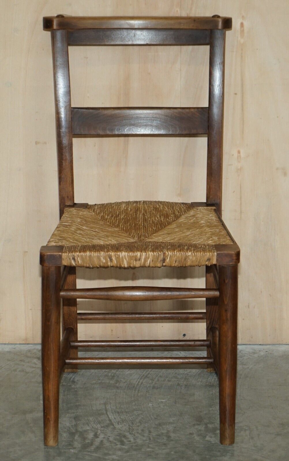 2750.0 Lovely Suite Of Six Circa 1860 Dutch Ladder Back Oak Rush Seat Dining Chairs 6 photo