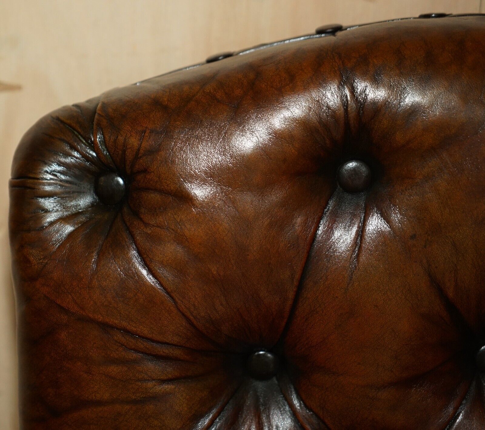 Six Antique Regency 1820 Brown Leather Pollard Oak Chesterfield Dining Chairs photo buy