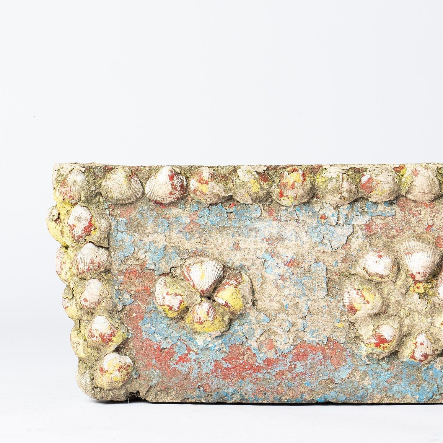 Vintage French Painted Cast Stone Sea Shell Planter Jardiniere, C. 1950s Mid Century photo buy