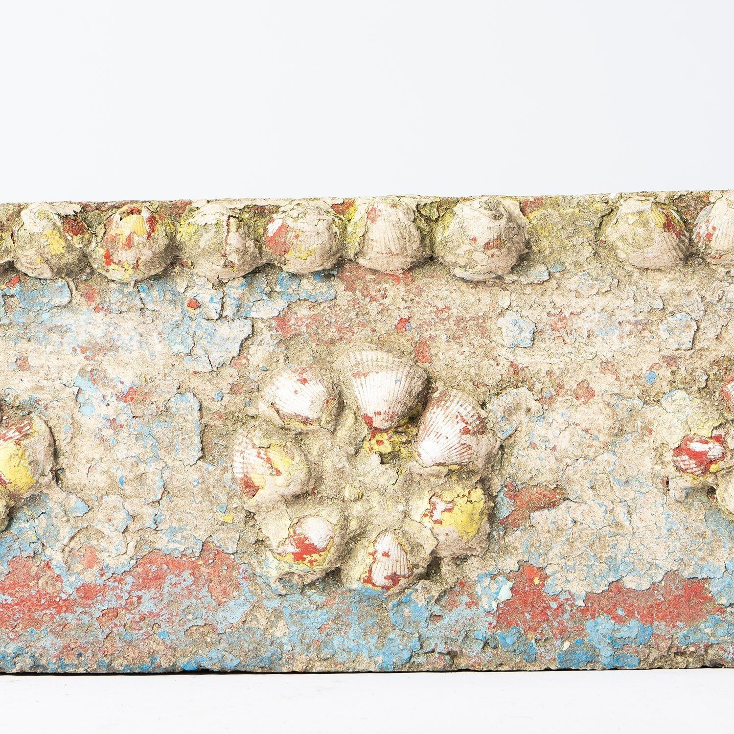 photo vinterior Vintage French Painted Cast Stone Sea Shell Planter Jardiniere, C. 1950s Mid Century