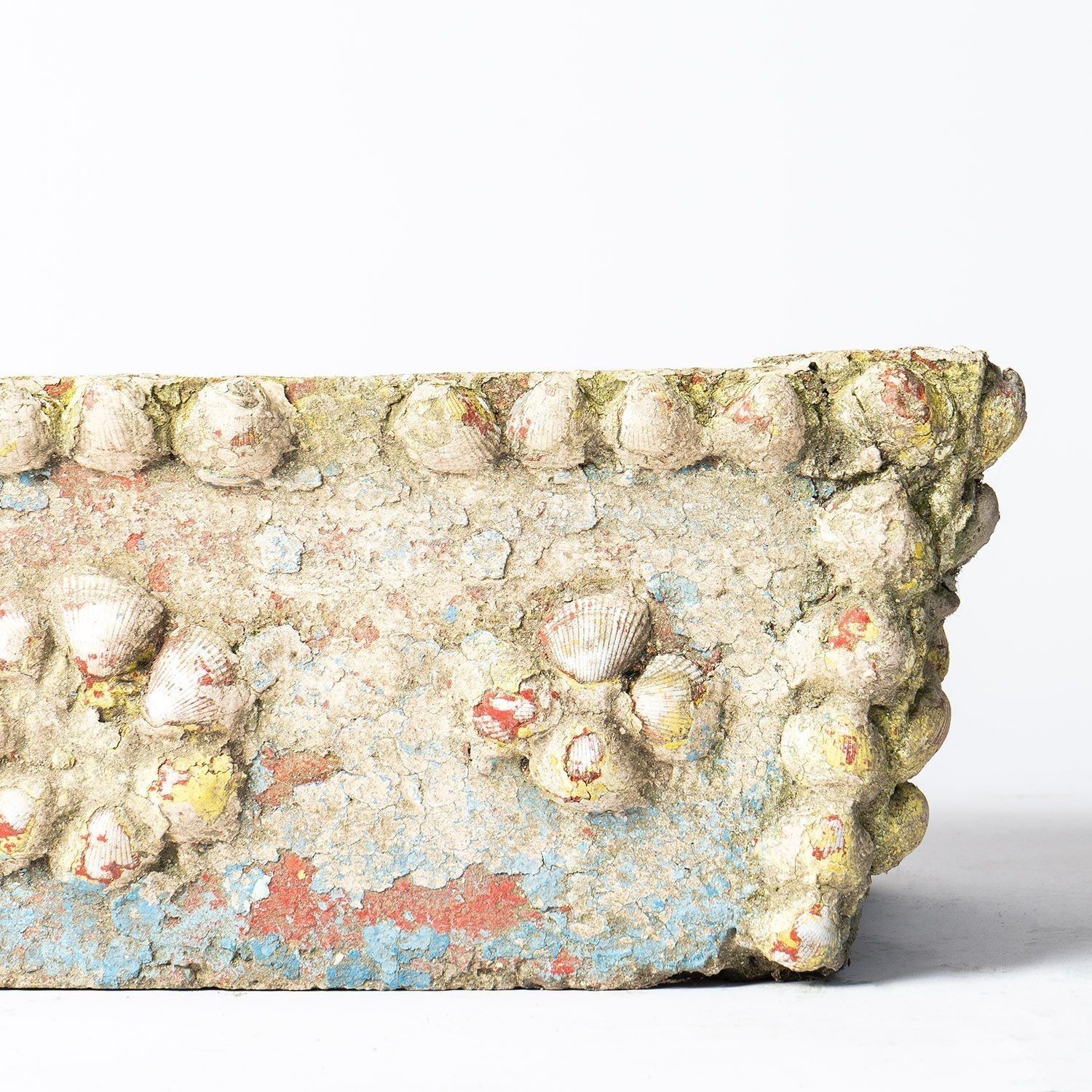 photo buy Vintage French Painted Cast Stone Sea Shell Planter Jardiniere, C. 1950s Mid Century