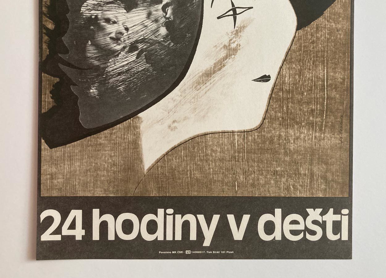 Original Film Poster, 24 Hours Raining, Jan Tománek, 1982, Genuine Czech Vintage Print photo vintage