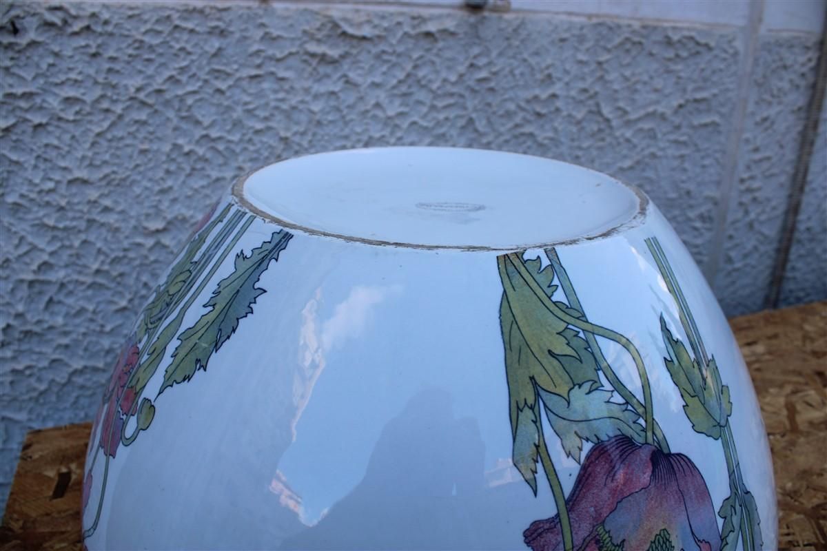 Large Vase Richard Ginori Art Nouveau 1910 Italy Poppies photo vintage