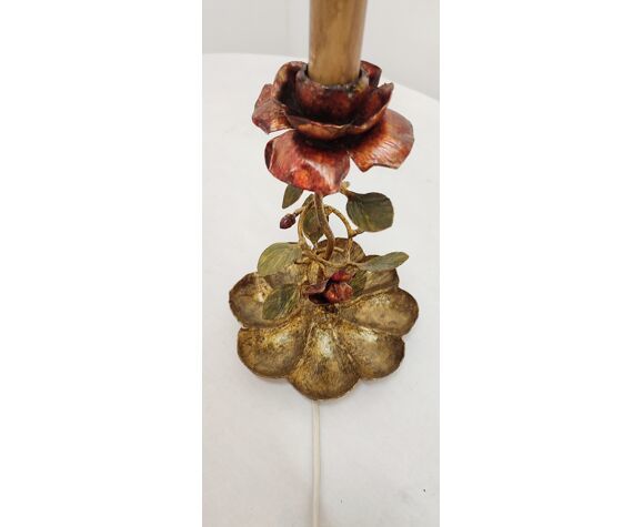 Table Lamp In Wrought Iron And Gold Leaf France 1950s photo buy