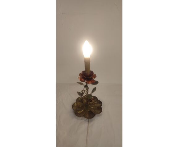 photo for sale Table Lamp In Wrought Iron And Gold Leaf France 1950s