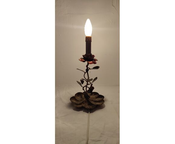 Lighting Table Lamp In Wrought Iron And Gold Leaf France 1950s photo