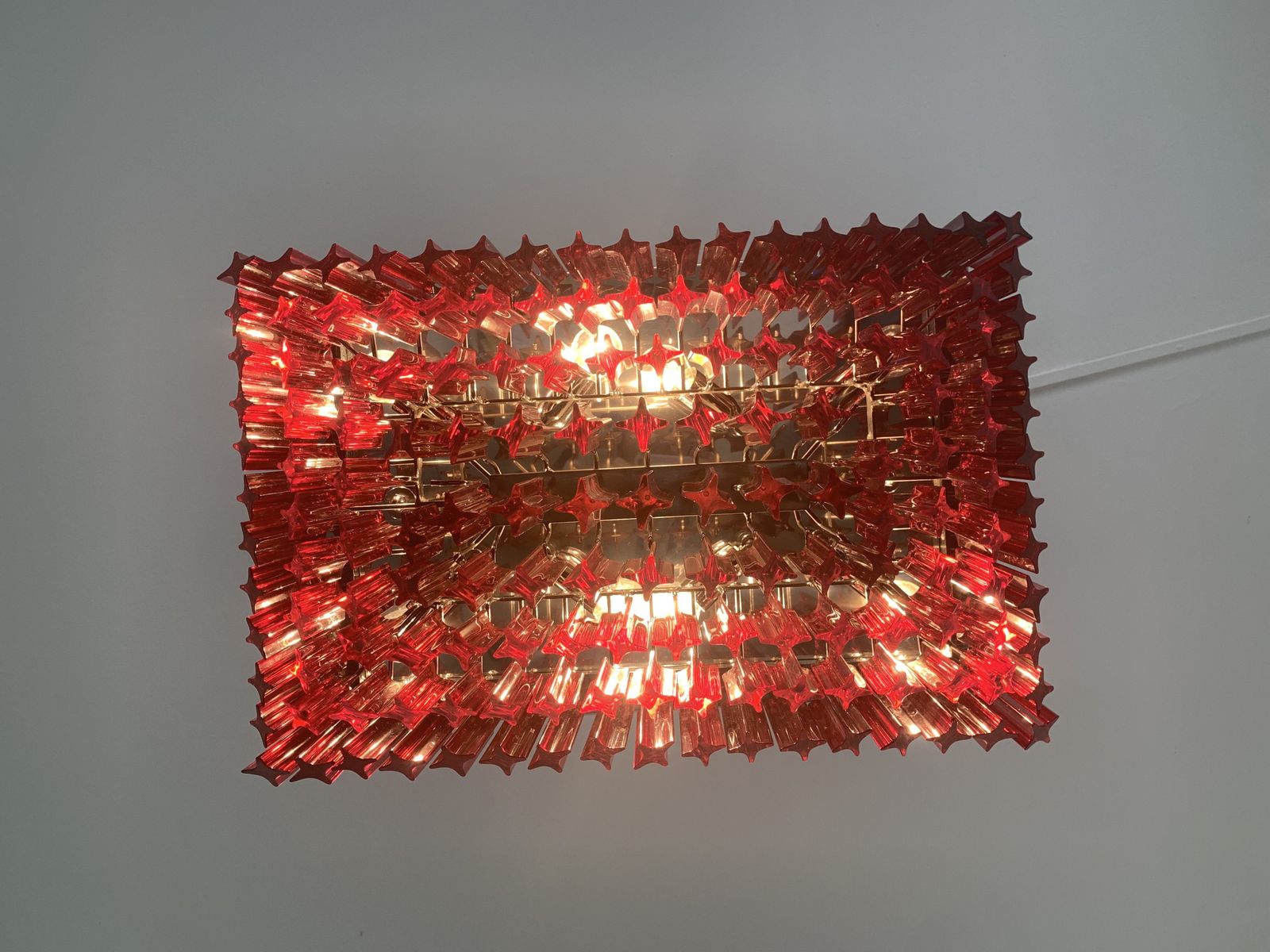 Murano Glass Flush Mount Italian Light Quadriedo Cut 45 Degree photo vinterior