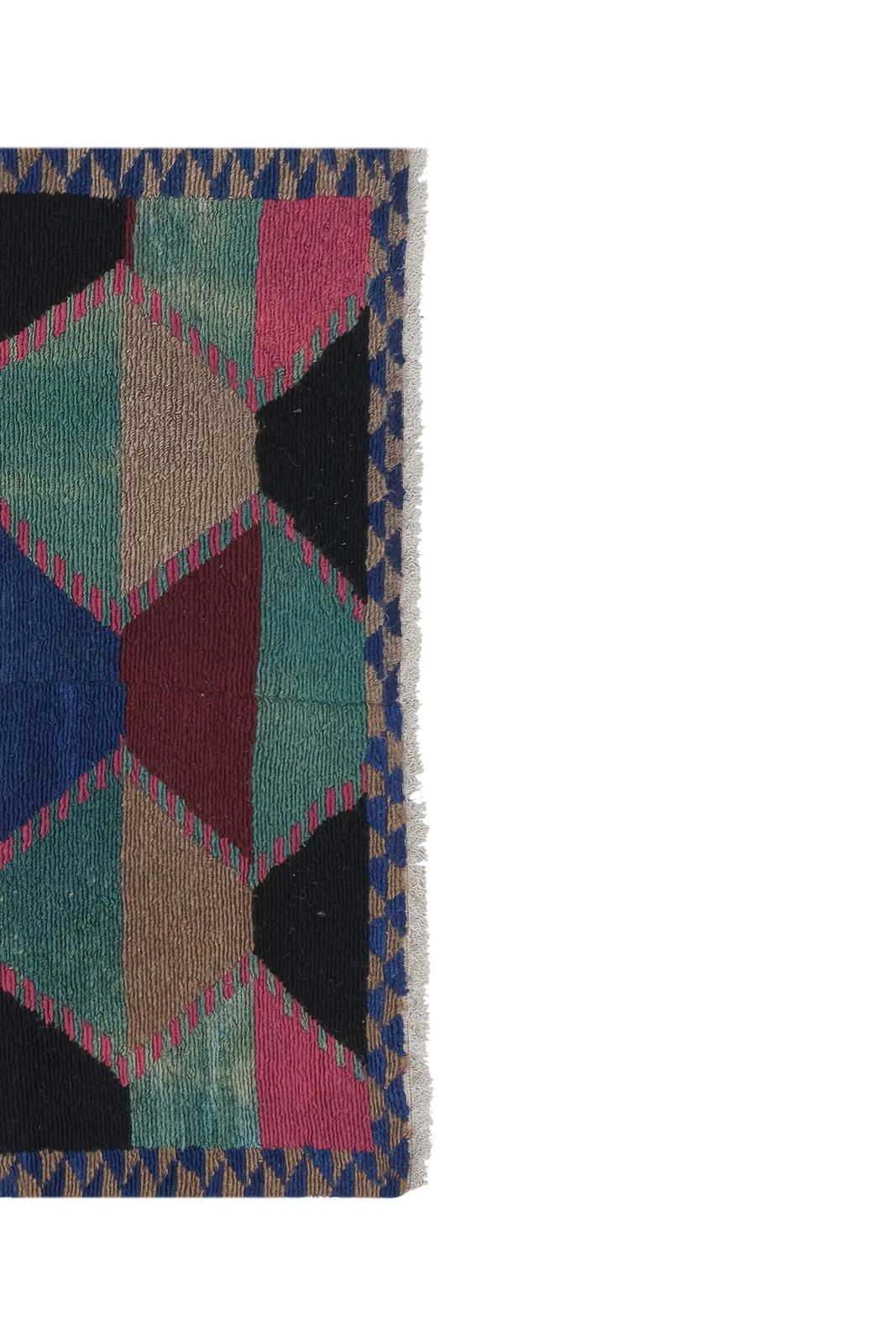 photo for sale Turkish Colorful Checkered Tulu Rug 4'1'' X 4'8''