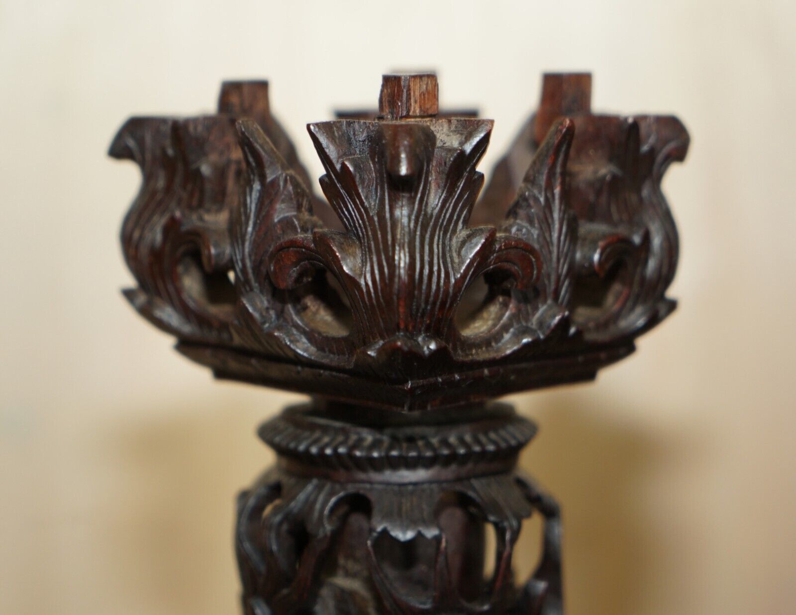 Stunning Chinese Export Hand Carved Wood Dragon Mantle Clock & Candlesticks photo Home Decor