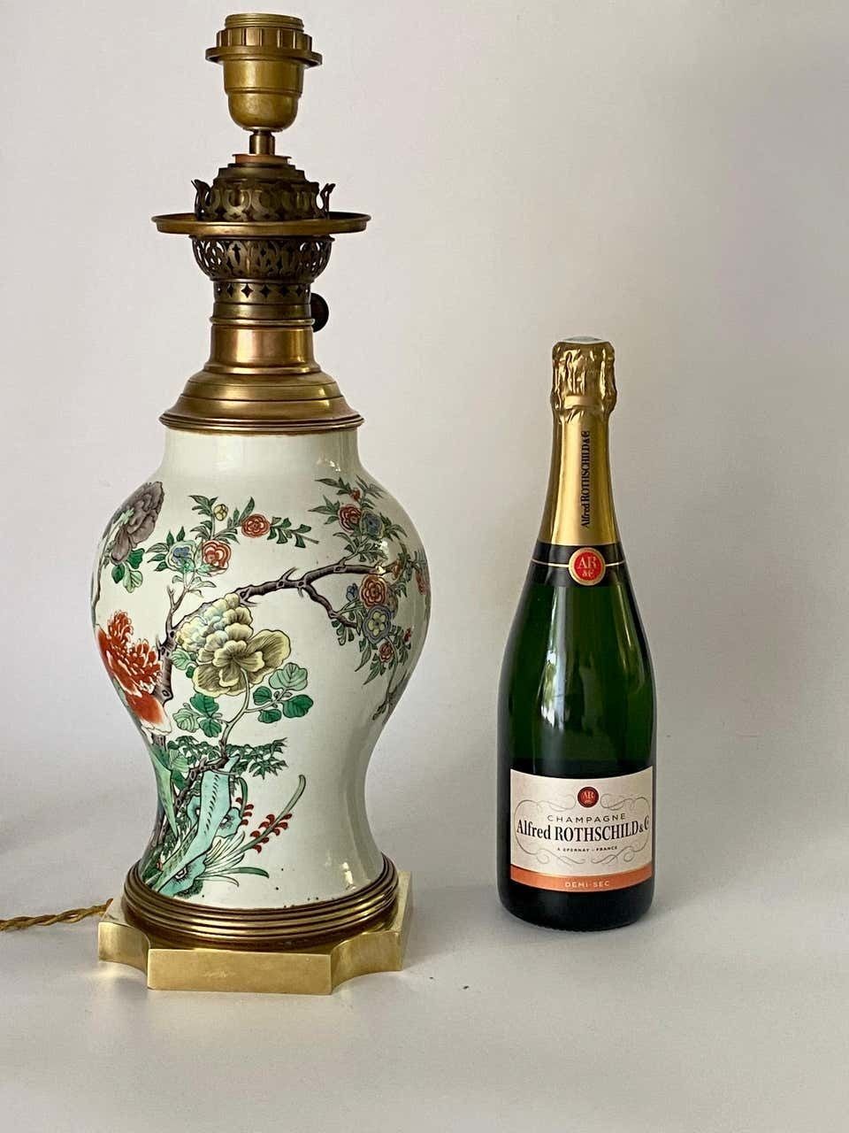 Chinese Table Lamp, 19th Century With Brass Mount, 19th Century Famille Rose photo furniture