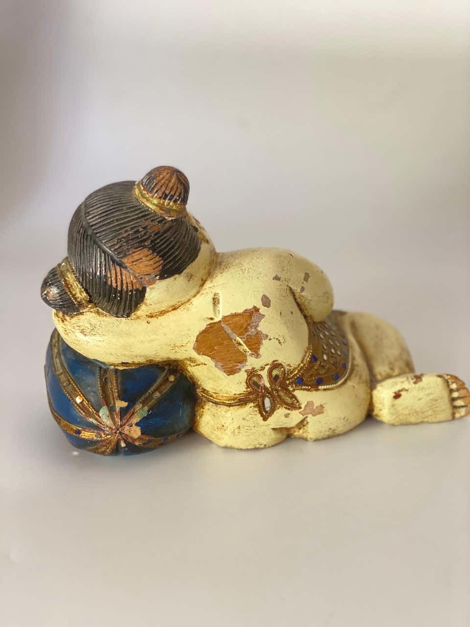Sculpture In Wood, Chinese, White Color, China Circa 1960 photo for sale
