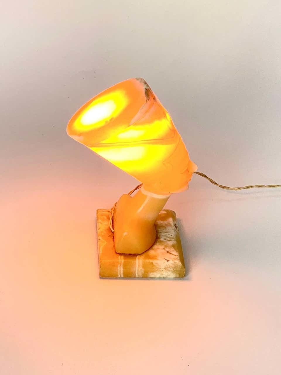Table Lamp In Onyx, Representing An Egyptian Character, France 1930 photo vintage
